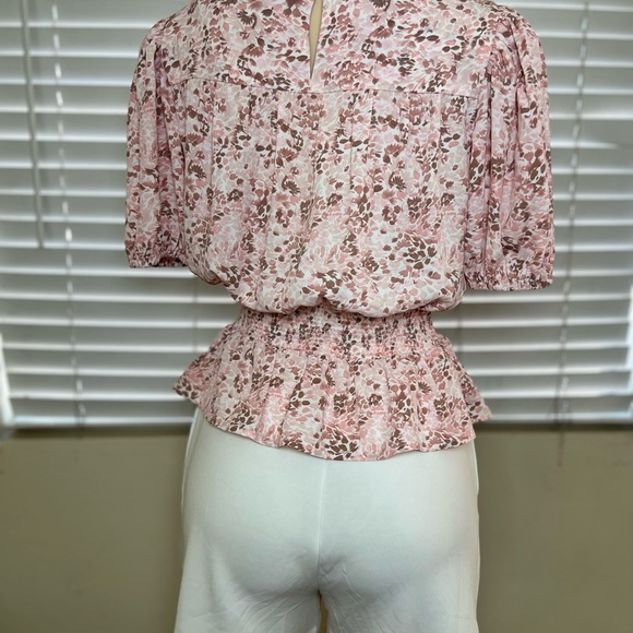 Express Pink Floral Smocked Blouse - Picture 2 of 5